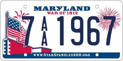 MD license plate 7AA1967