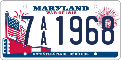 MD license plate 7AA1968