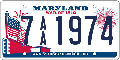 MD license plate 7AA1974