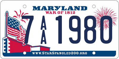 MD license plate 7AA1980