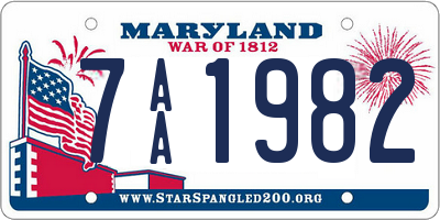 MD license plate 7AA1982