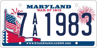 MD license plate 7AA1983