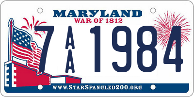 MD license plate 7AA1984