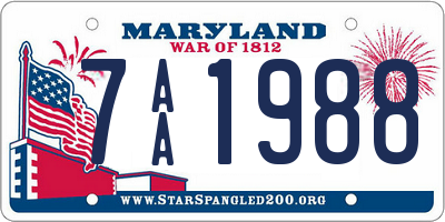 MD license plate 7AA1988