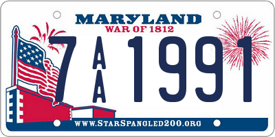 MD license plate 7AA1991