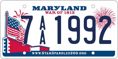 MD license plate 7AA1992