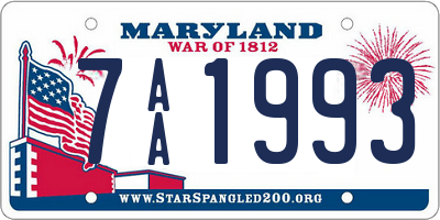 MD license plate 7AA1993