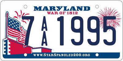 MD license plate 7AA1995