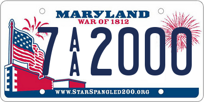 MD license plate 7AA2000