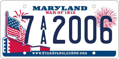 MD license plate 7AA2006