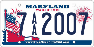 MD license plate 7AA2007