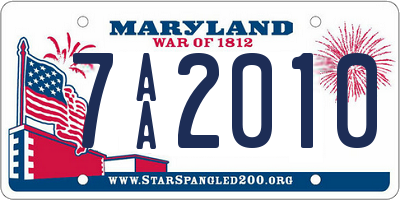 MD license plate 7AA2010