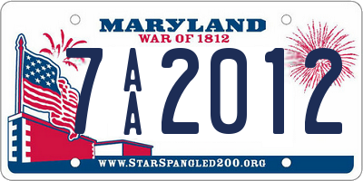 MD license plate 7AA2012