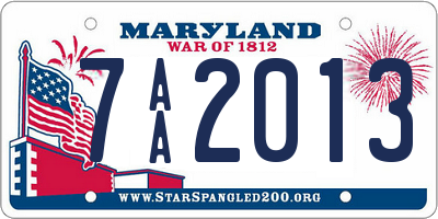 MD license plate 7AA2013