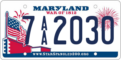 MD license plate 7AA2030