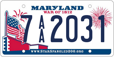 MD license plate 7AA2031