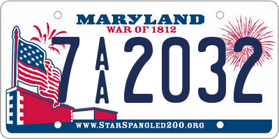 MD license plate 7AA2032