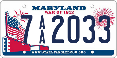 MD license plate 7AA2033