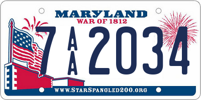 MD license plate 7AA2034