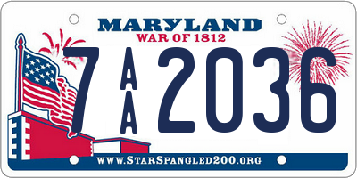 MD license plate 7AA2036