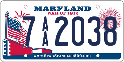 MD license plate 7AA2038