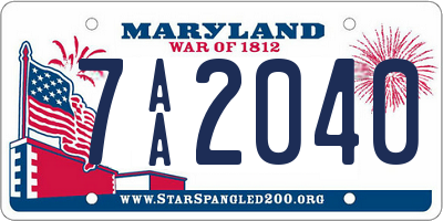 MD license plate 7AA2040