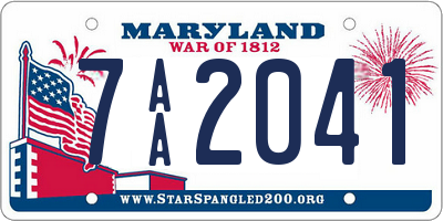 MD license plate 7AA2041