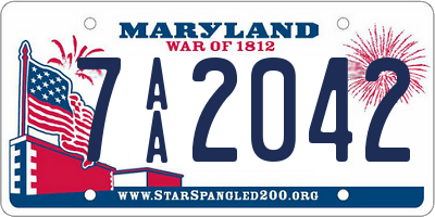 MD license plate 7AA2042