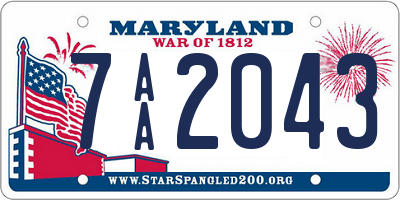 MD license plate 7AA2043