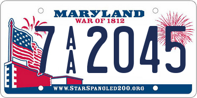 MD license plate 7AA2045