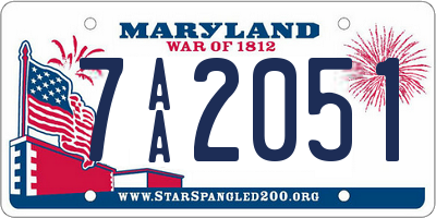 MD license plate 7AA2051