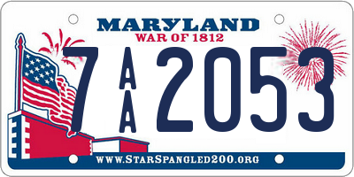 MD license plate 7AA2053