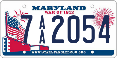 MD license plate 7AA2054