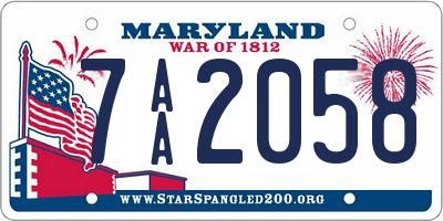 MD license plate 7AA2058