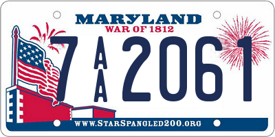 MD license plate 7AA2061