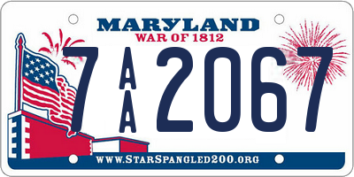 MD license plate 7AA2067