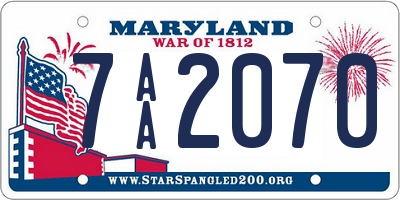 MD license plate 7AA2070