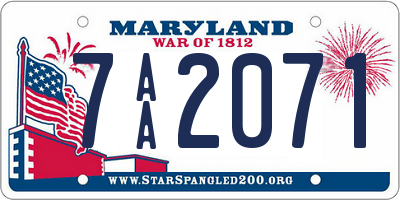 MD license plate 7AA2071