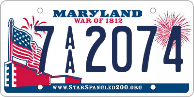 MD license plate 7AA2074