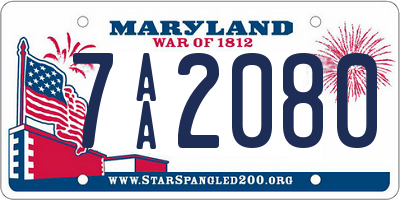 MD license plate 7AA2080