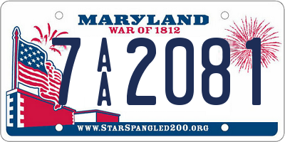 MD license plate 7AA2081