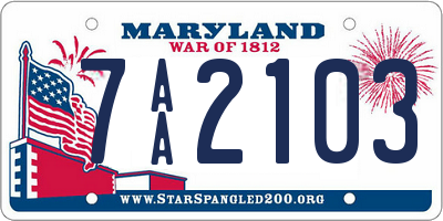 MD license plate 7AA2103