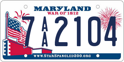 MD license plate 7AA2104