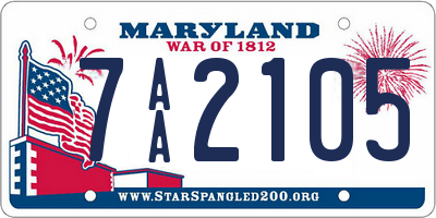 MD license plate 7AA2105