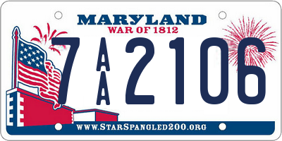 MD license plate 7AA2106