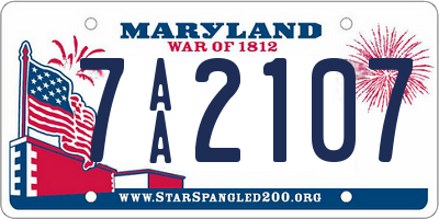 MD license plate 7AA2107