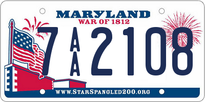 MD license plate 7AA2108