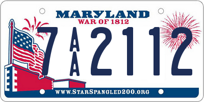 MD license plate 7AA2112