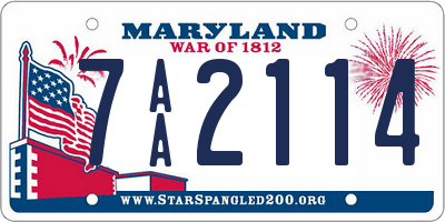 MD license plate 7AA2114