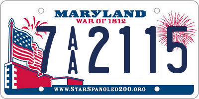 MD license plate 7AA2115